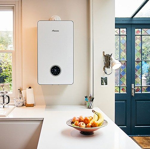 Newly installed energy-efficient boiler in Leeds home kitchen